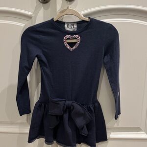 Hope Jeans Girls Navy Long-Sleeve Heart Peplum Top with Bow